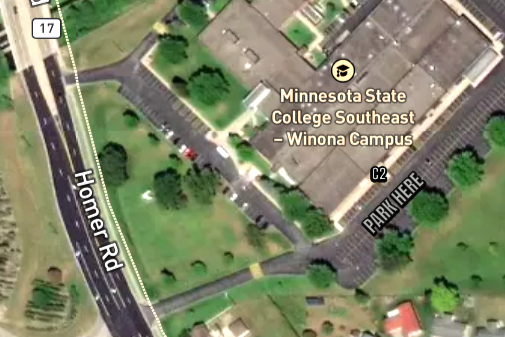 Winona Campus CNA Test Parking Map